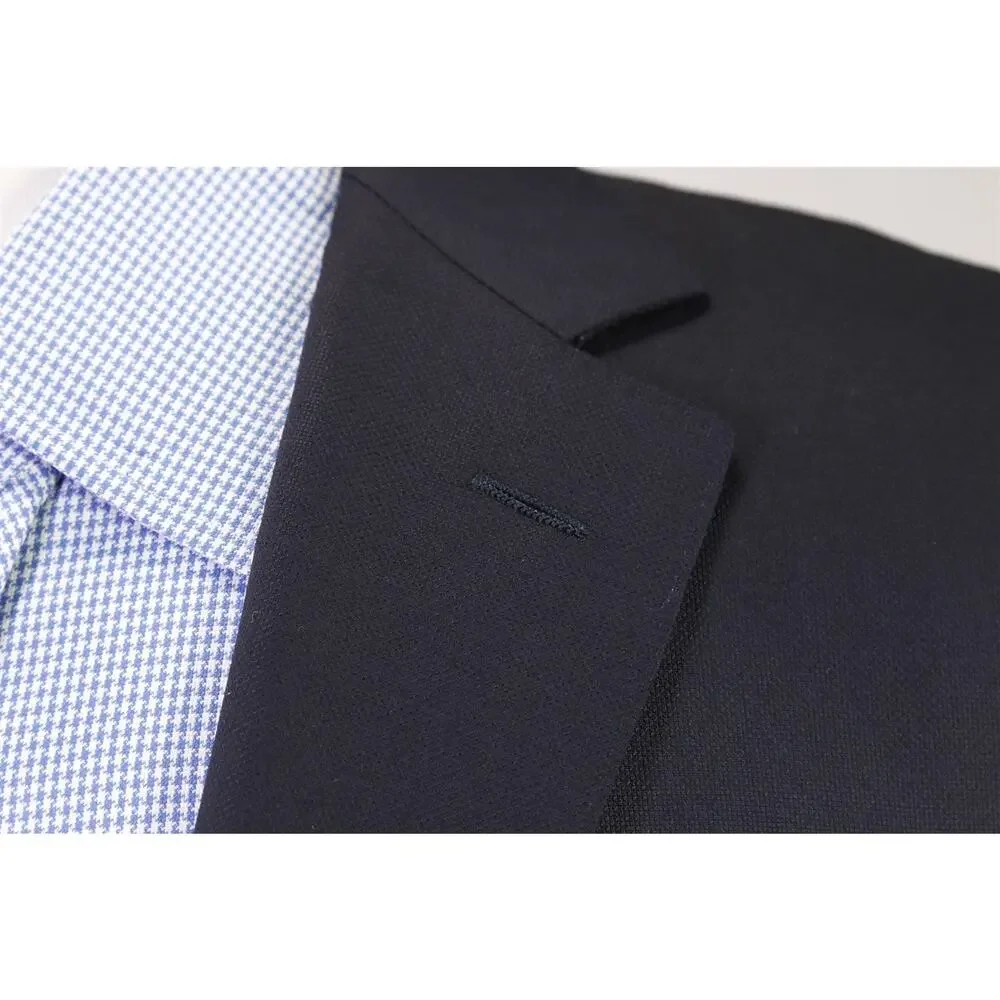 Suitsupply Custom Navy Blue Woven Metal Button 2-Btn Wool Blazer Jacket 42L